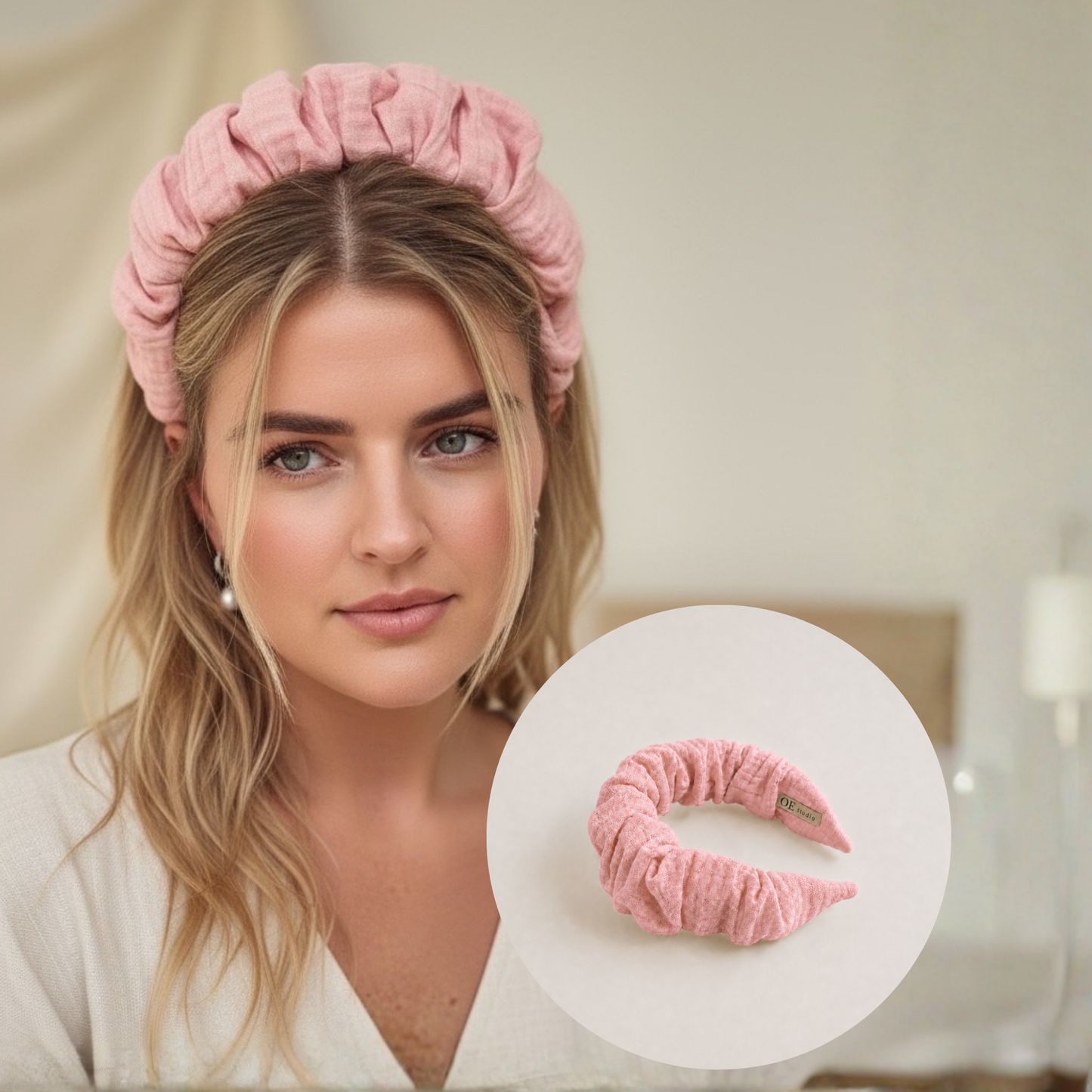 Muslin headband Rose