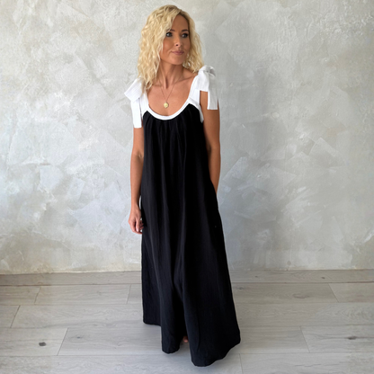 Muslin Travel Dress Black Vanilla