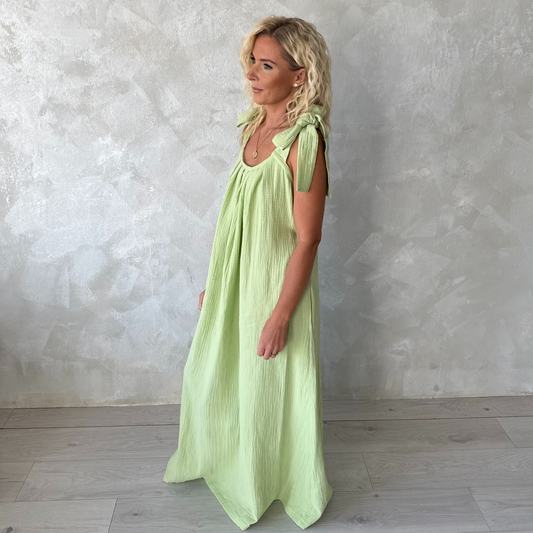 Muslin Travel Dress Pistachio Green