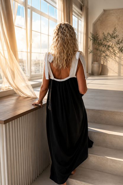 Muslin Travel Dress Black Vanilla