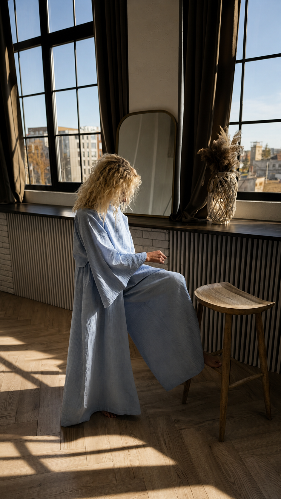The Muslin Flow Set - Powder Blue