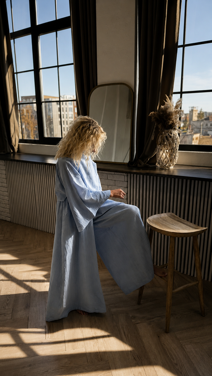 The Muslin Flow Set - Powder Blue
