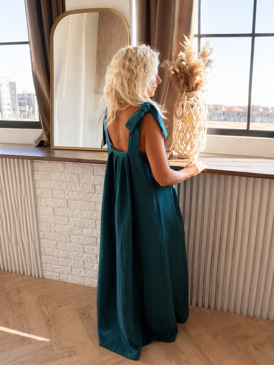 Muslin Travel Dress Dark Teal