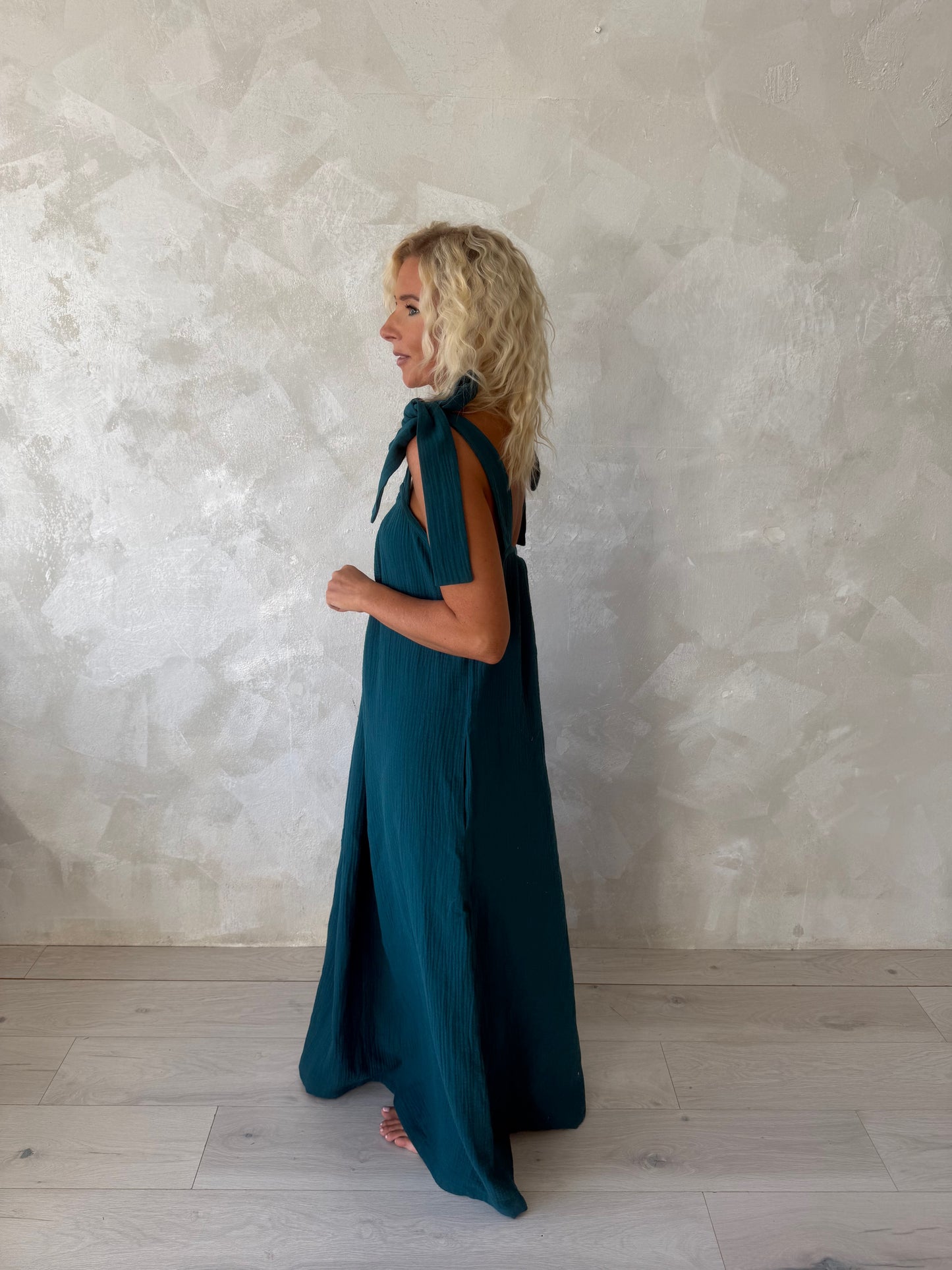 Muslin Travel Dress Dark Teal