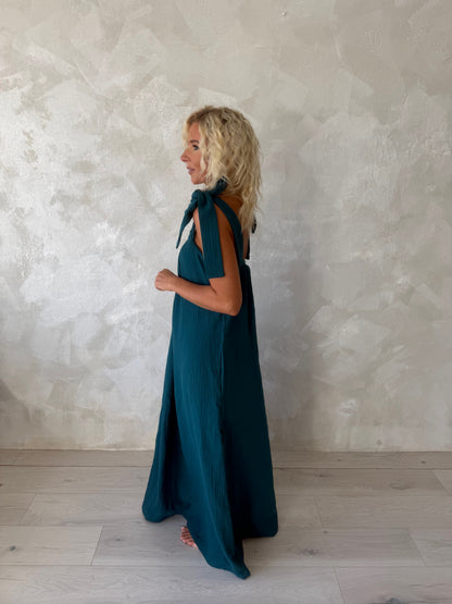 Muslin Travel Dress Dark Teal