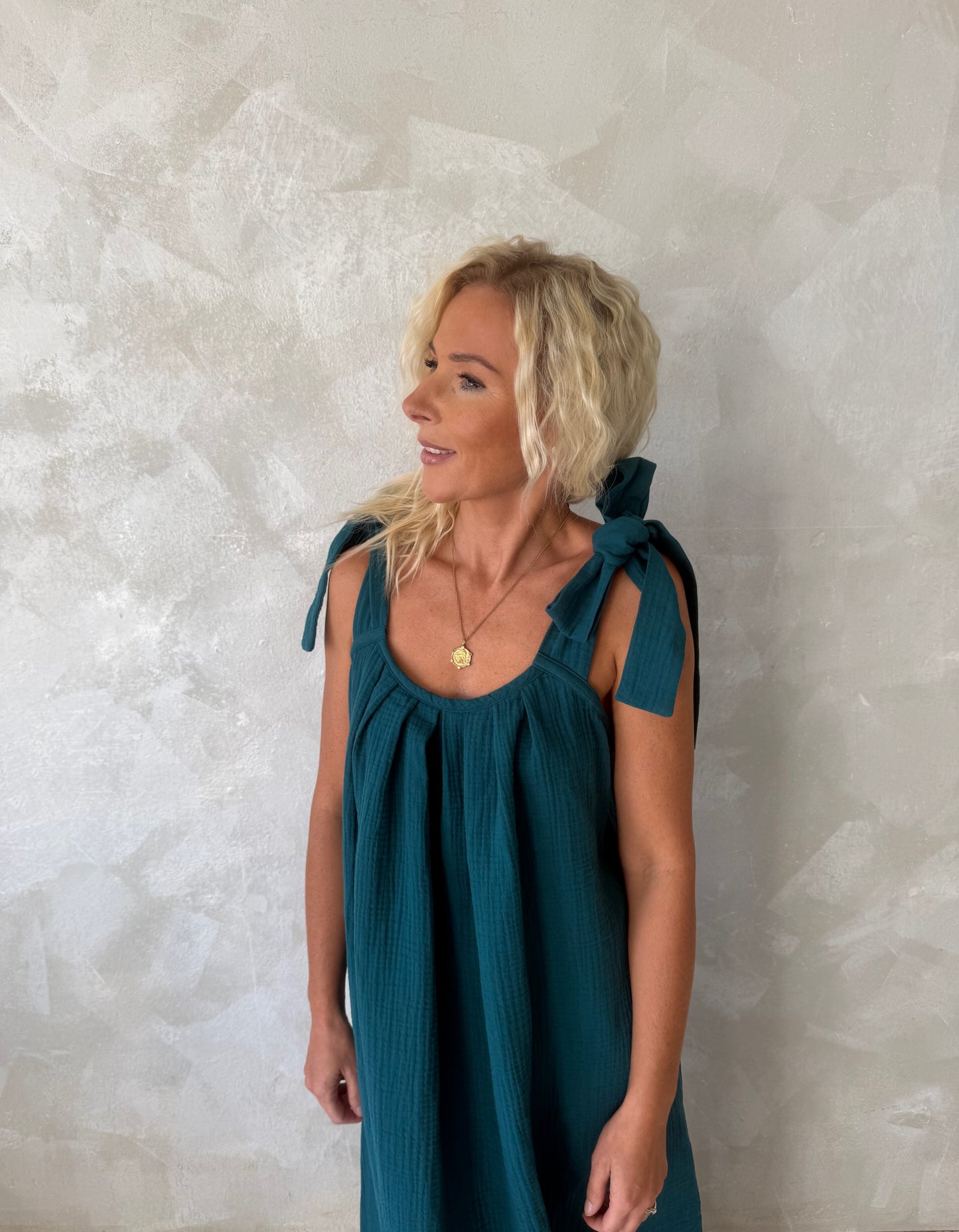 Muslin Travel Dress Dark Teal