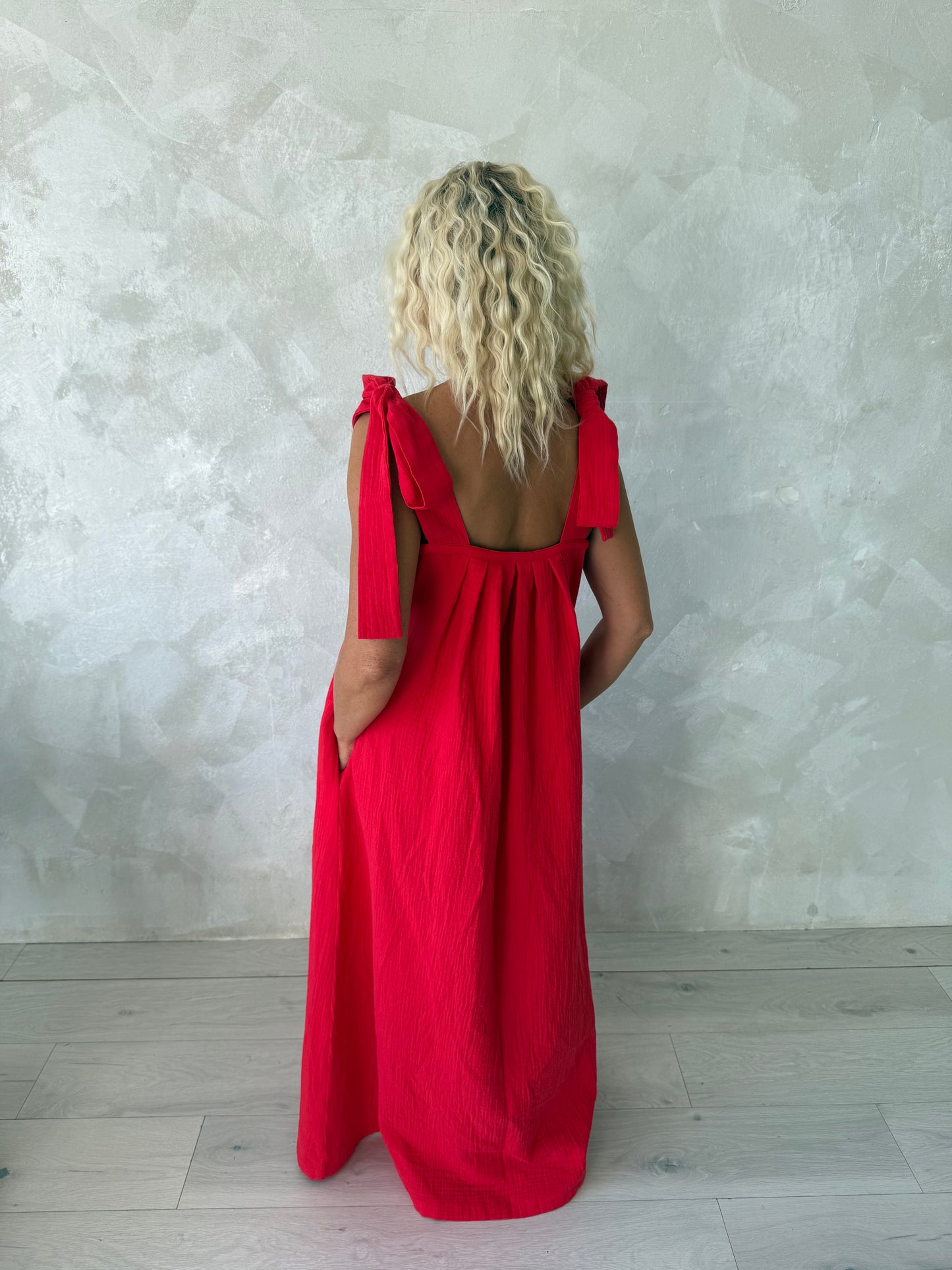 Muslin Travel Dress Ruby Red