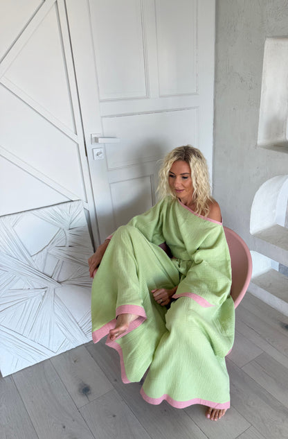 The Muslin Flow Set - Pistachio Rose