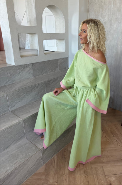 The Muslin Flow Set - Pistachio Rose