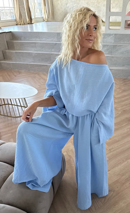 The Muslin Flow Set - Powder Blue