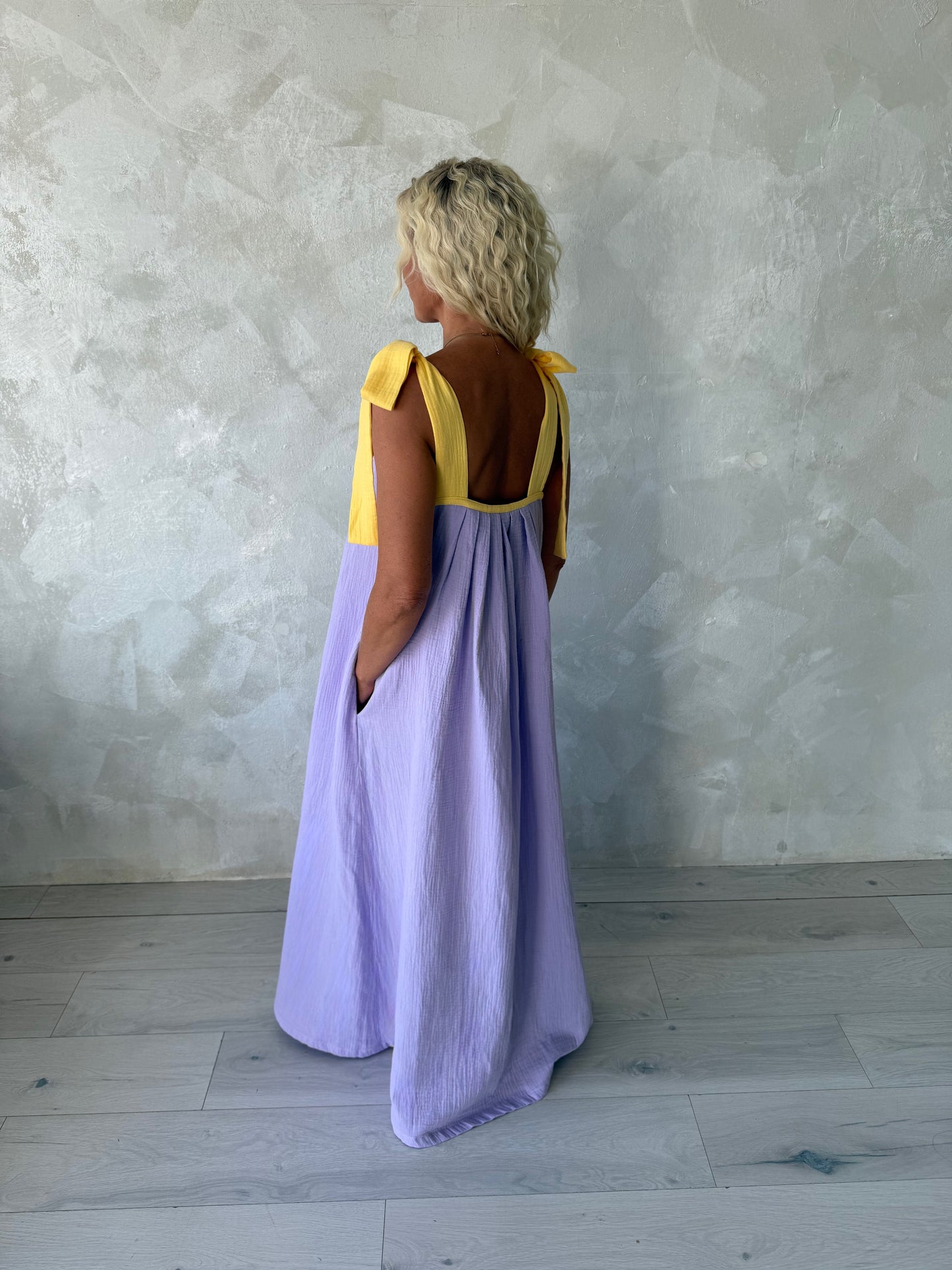 Muslin Travel Dress Lilac Lemon