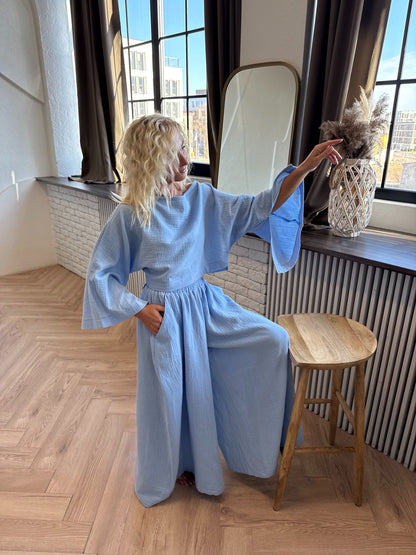 The Muslin Flow Set - Powder Blue