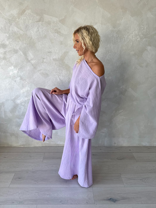 Musliini Flow - setti - liila