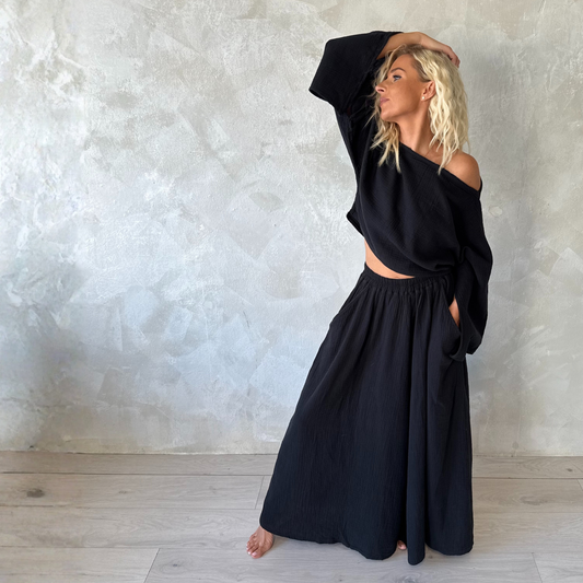 The Muslin Flow Set - Black