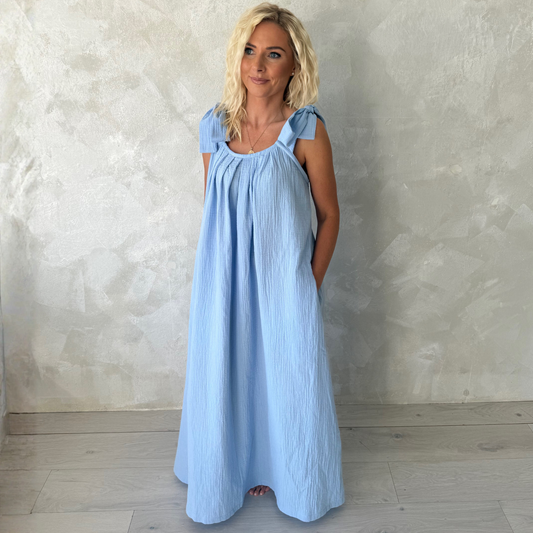 Muslin Travel Dress Powder Blue